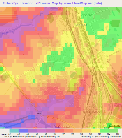 Ozherel'ye,Russia Elevation Map