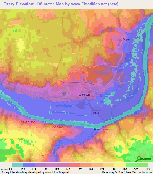 Ozery,Russia Elevation Map