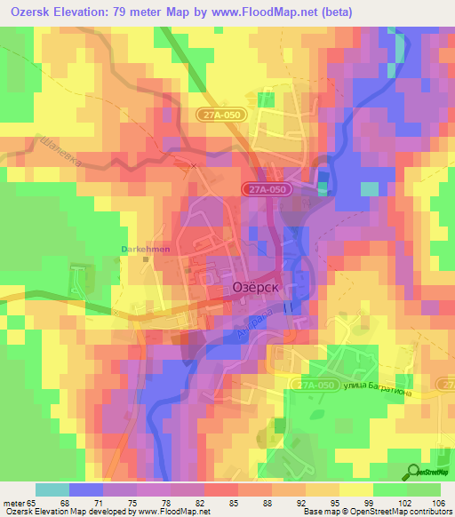 Ozersk,Russia Elevation Map