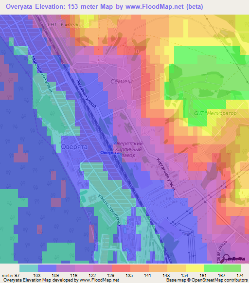 Overyata,Russia Elevation Map