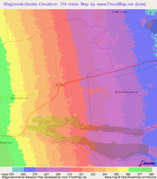 Blagoveshchenka,Russia Elevation Map