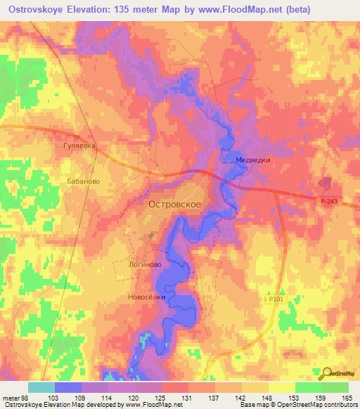 Ostrovskoye,Russia Elevation Map