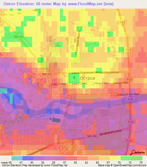 Ostrov,Russia Elevation Map