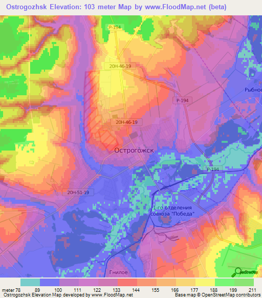 Ostrogozhsk,Russia Elevation Map