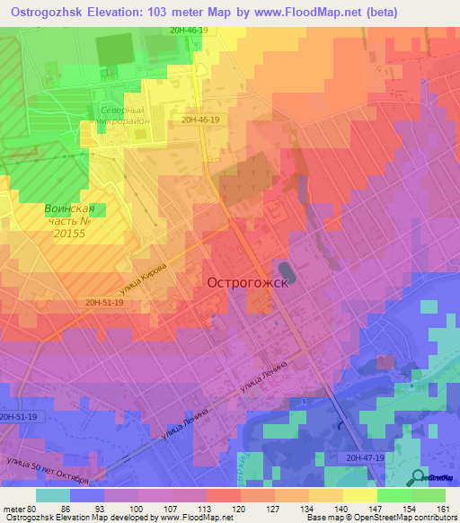 Ostrogozhsk,Russia Elevation Map