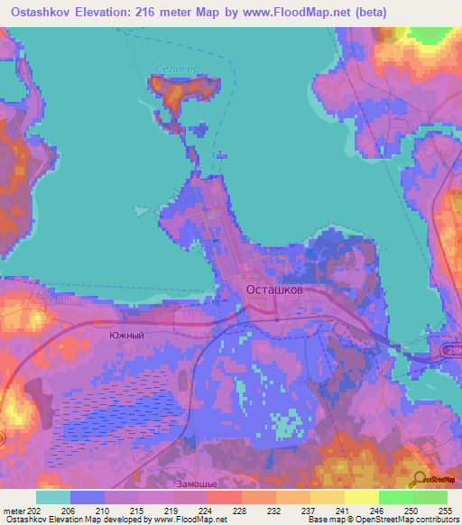 Ostashkov,Russia Elevation Map