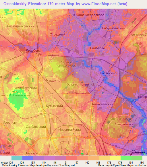 Ostankinskiy,Russia Elevation Map