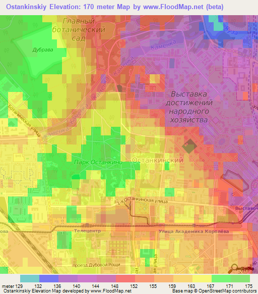 Ostankinskiy,Russia Elevation Map