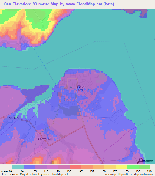 Osa,Russia Elevation Map