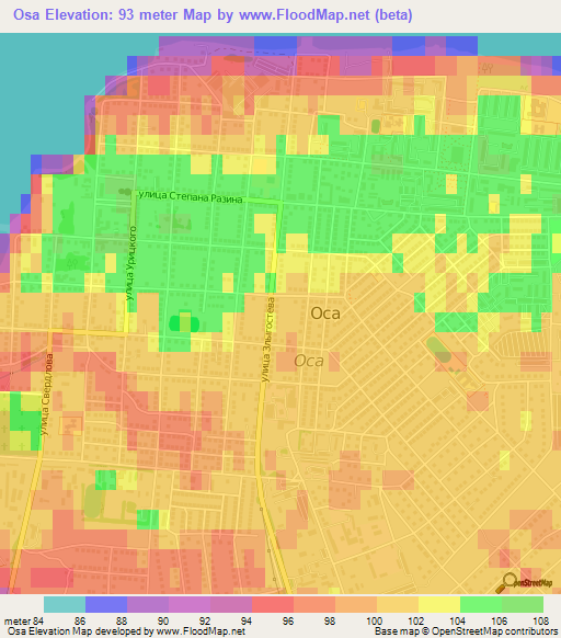 Osa,Russia Elevation Map