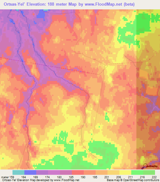 Ortsas-Yel',Russia Elevation Map