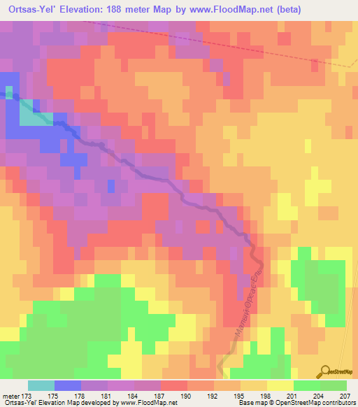 Ortsas-Yel',Russia Elevation Map