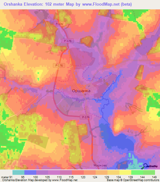 Orshanka,Russia Elevation Map