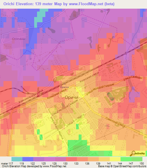 Orichi,Russia Elevation Map