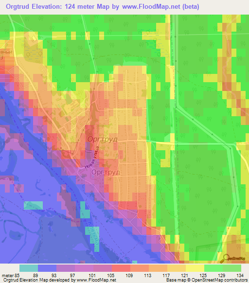 Orgtrud,Russia Elevation Map