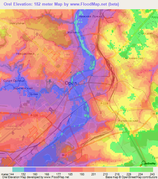 Orel,Russia Elevation Map