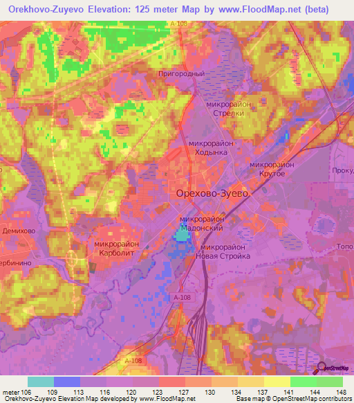 Orekhovo-Zuyevo,Russia Elevation Map