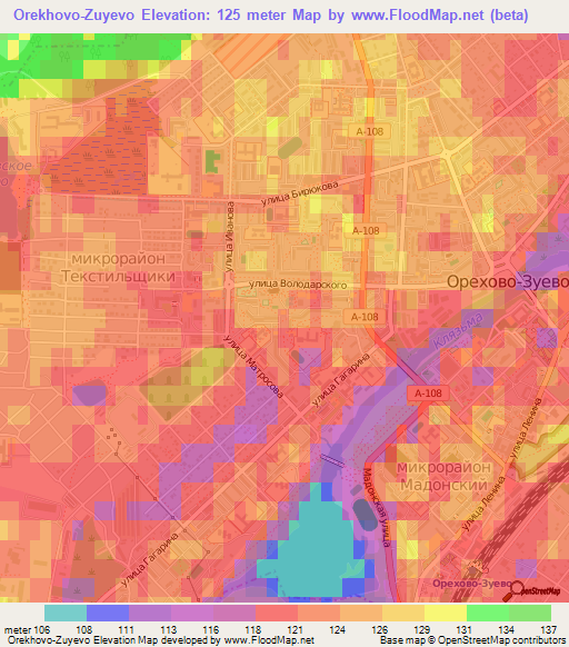 Orekhovo-Zuyevo,Russia Elevation Map