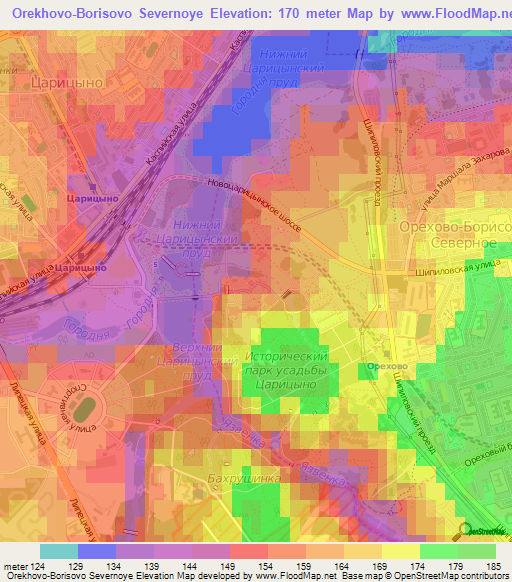 Orekhovo-Borisovo Severnoye,Russia Elevation Map