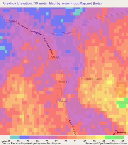 Orekhov,Russia Elevation Map