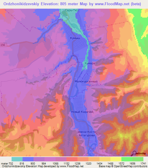 Ordzhonikidzevskiy,Russia Elevation Map