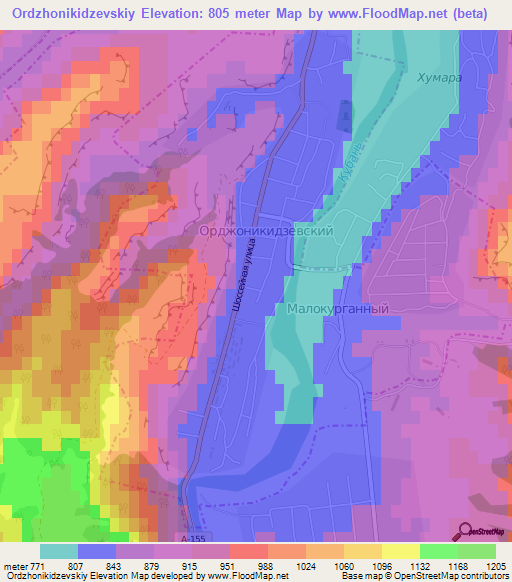 Ordzhonikidzevskiy,Russia Elevation Map