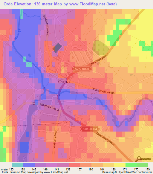 Orda,Russia Elevation Map