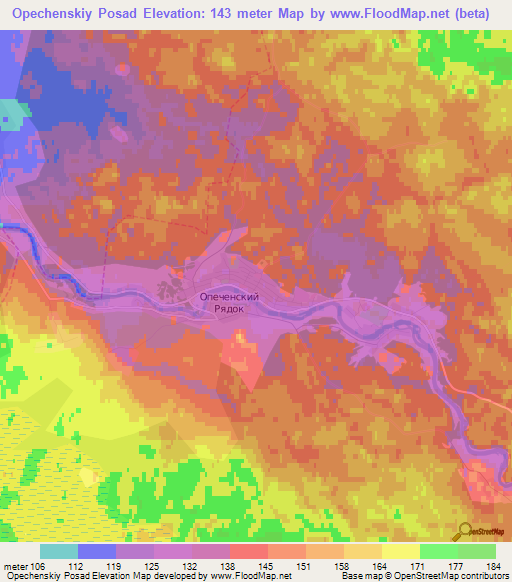 Opechenskiy Posad,Russia Elevation Map