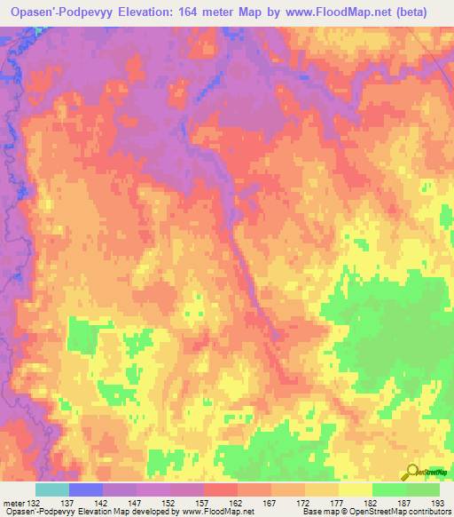 Opasen'-Podpevyy,Russia Elevation Map