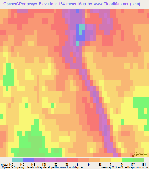 Opasen'-Podpevyy,Russia Elevation Map