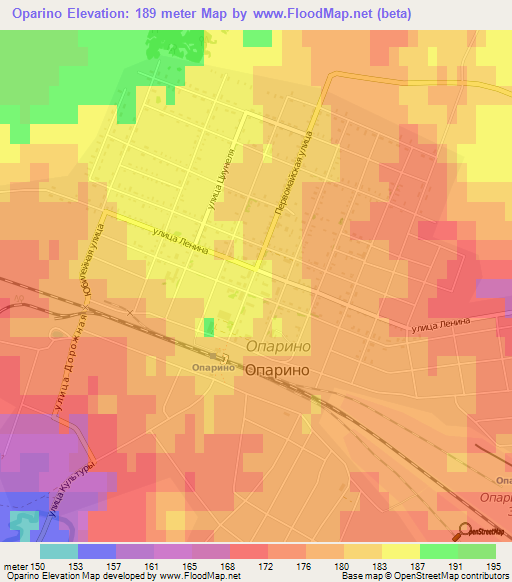 Oparino,Russia Elevation Map