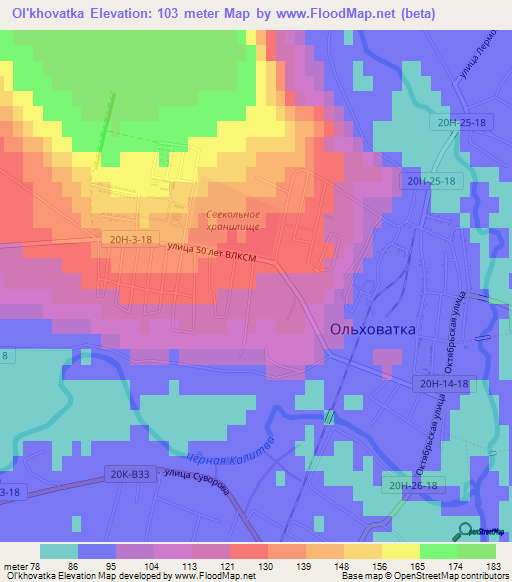 Ol'khovatka,Russia Elevation Map