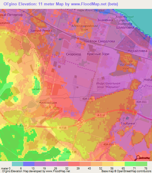 Ol'gino,Russia Elevation Map