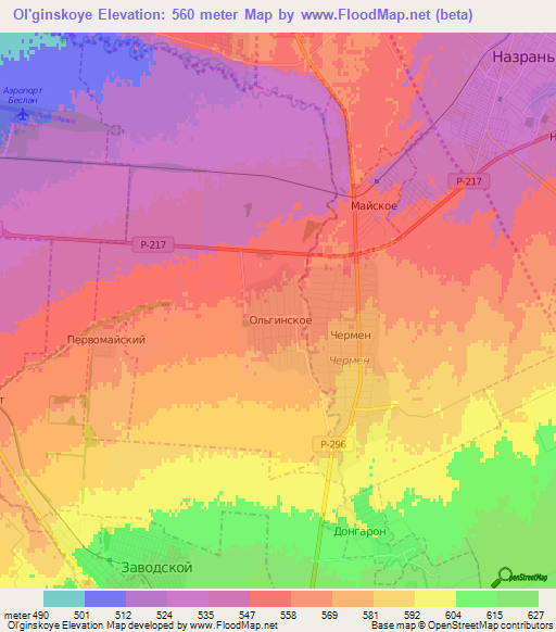 Ol'ginskoye,Russia Elevation Map