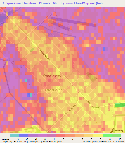 Ol'ginskaya,Russia Elevation Map