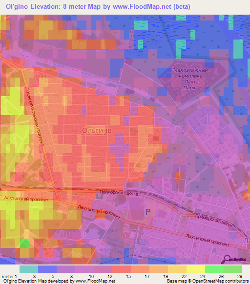 Ol'gino,Russia Elevation Map