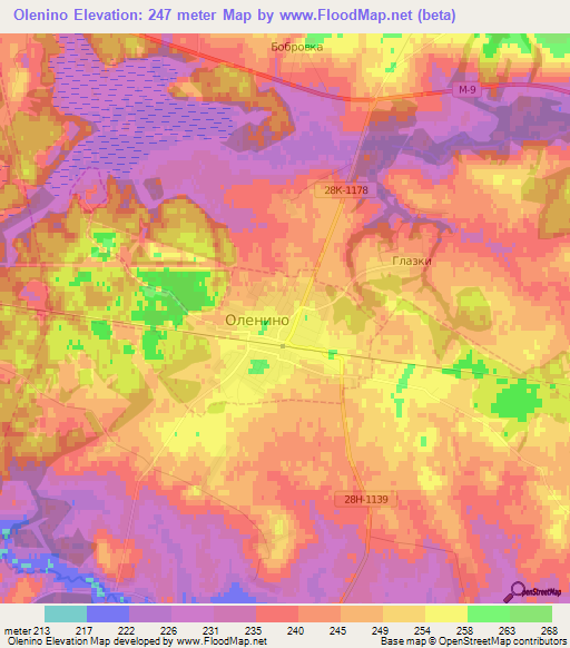 Olenino,Russia Elevation Map