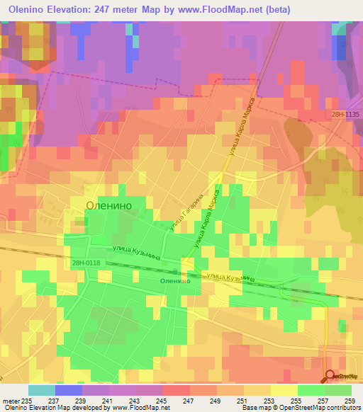 Olenino,Russia Elevation Map