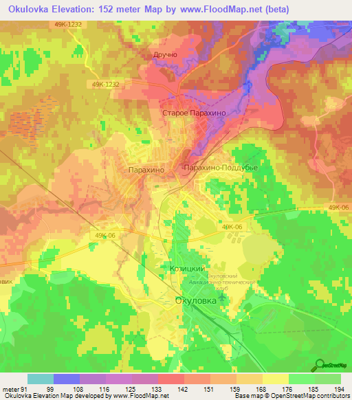 Okulovka,Russia Elevation Map