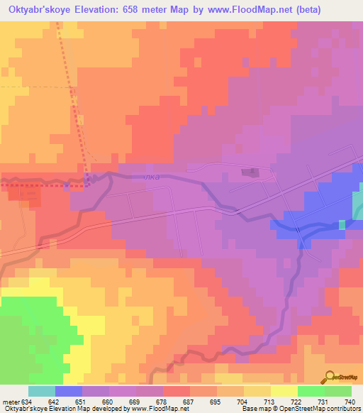 Oktyabr'skoye,Russia Elevation Map