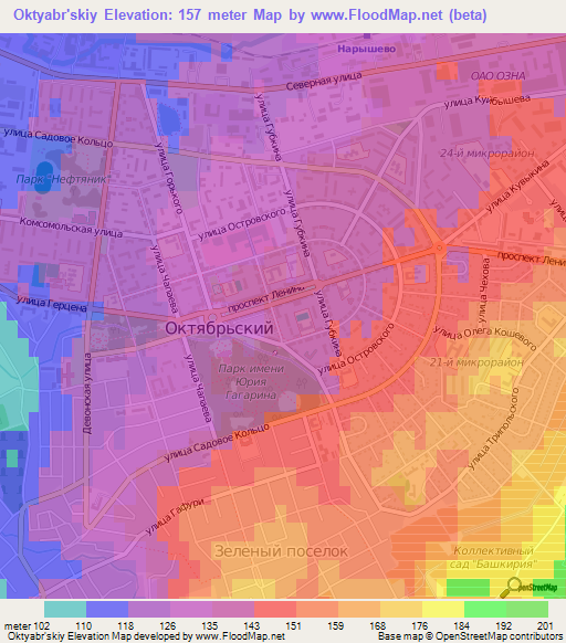 Oktyabr'skiy,Russia Elevation Map