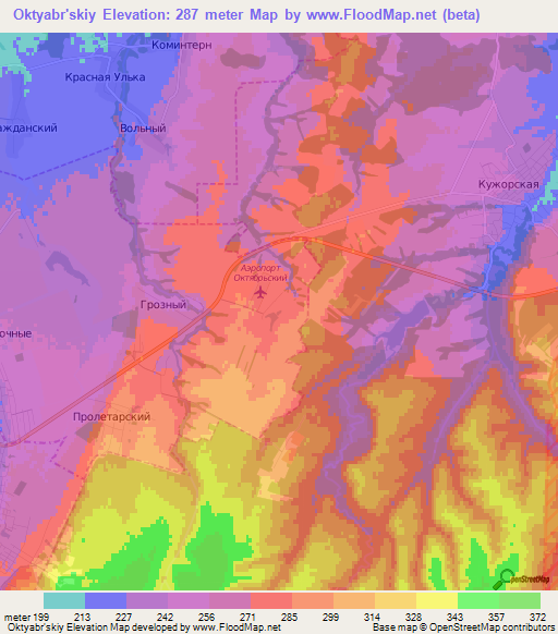 Oktyabr'skiy,Russia Elevation Map