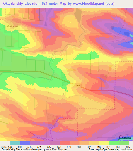 Oktyabr'skiy,Russia Elevation Map