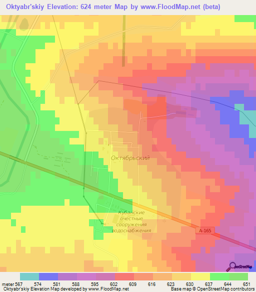 Oktyabr'skiy,Russia Elevation Map