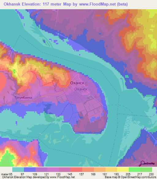 Okhansk,Russia Elevation Map