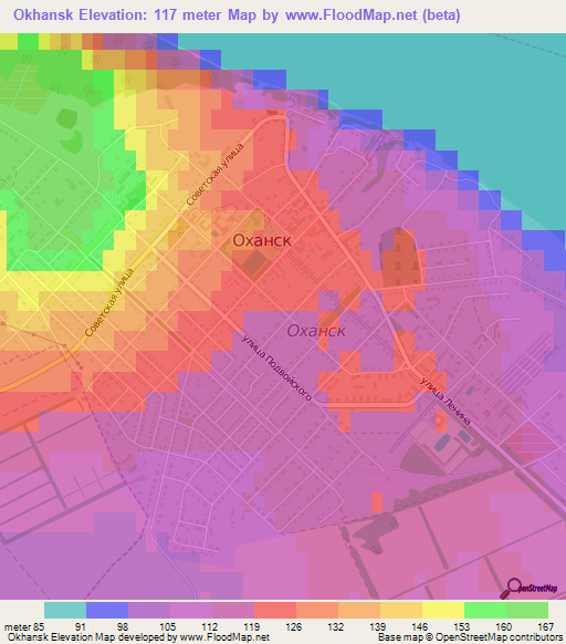 Okhansk,Russia Elevation Map