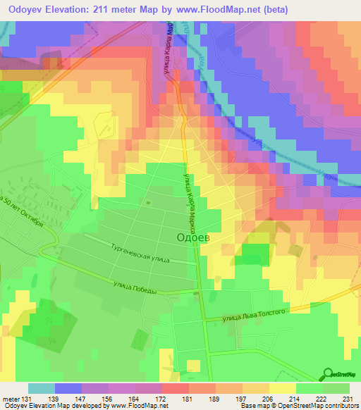 Odoyev,Russia Elevation Map