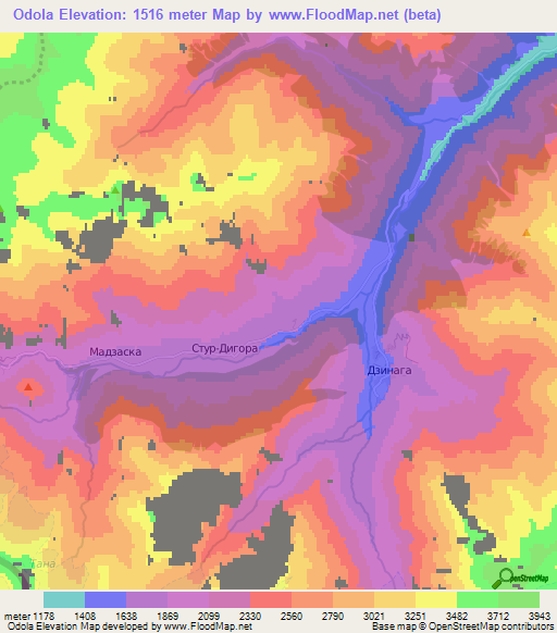 Odola,Russia Elevation Map