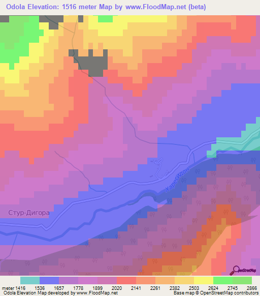 Odola,Russia Elevation Map