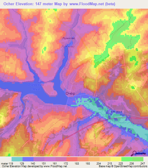 Ocher,Russia Elevation Map